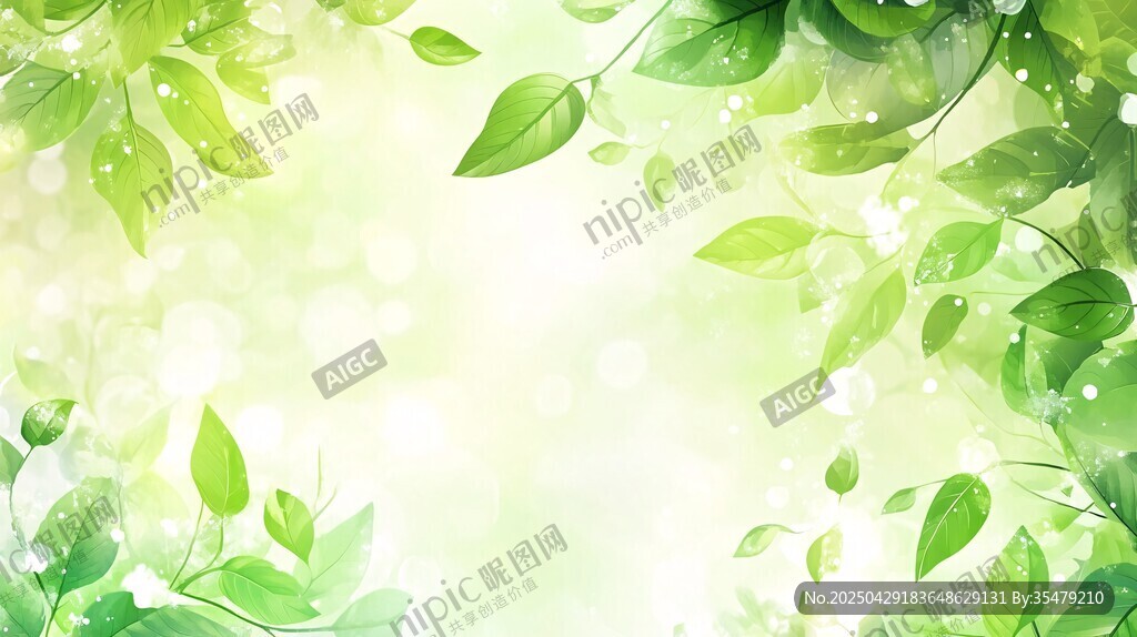 清新绿叶背景图