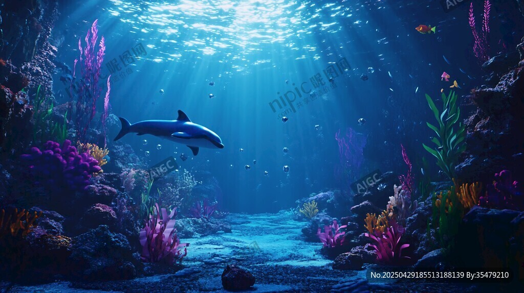 梦幻海底世界的海豚畅游