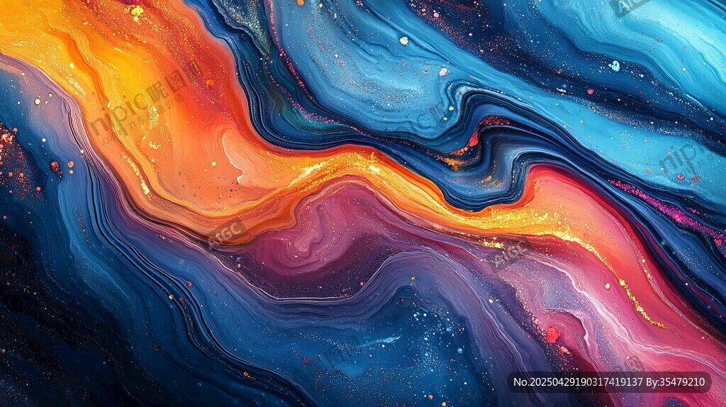 流动炫彩的梦幻抽象艺术画面
