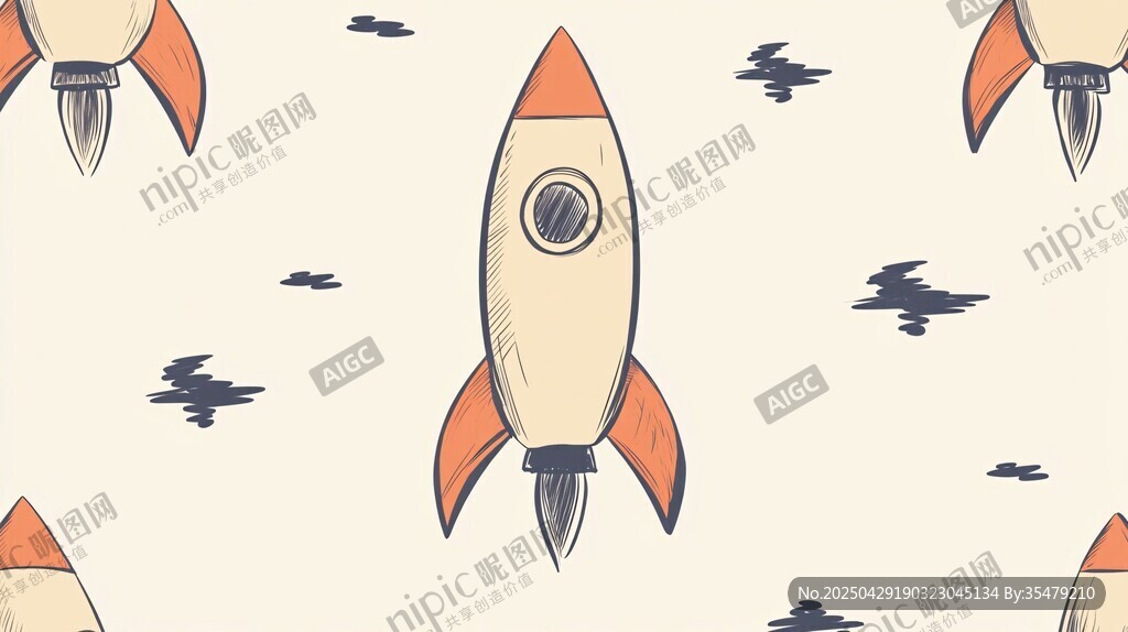 卡通火箭图案背景设计