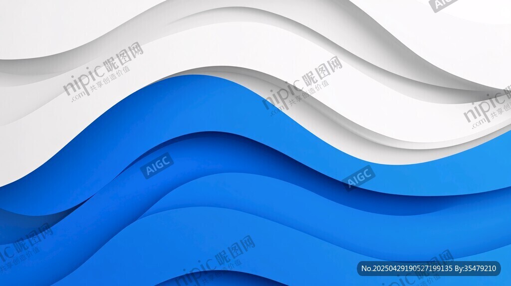 蓝白波浪抽象立体背景图