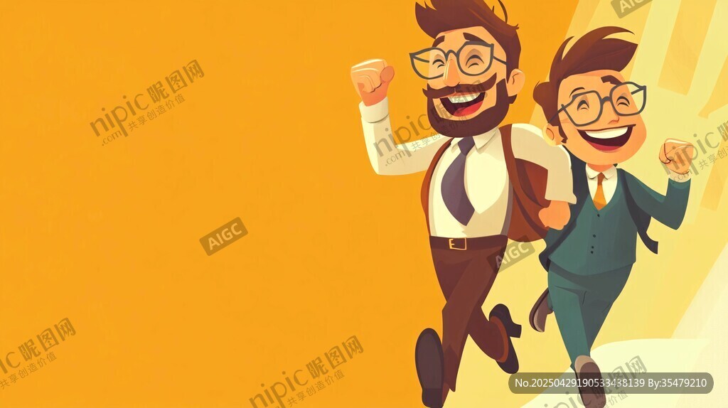 携手奋进的欢乐商务伙伴