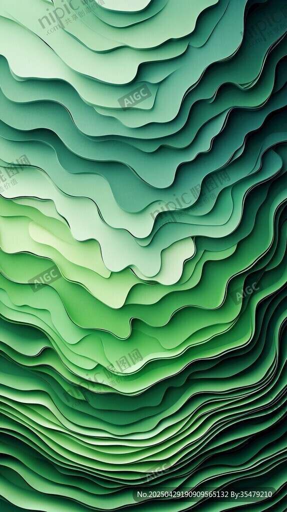 渐变绿波浪纹理背景图