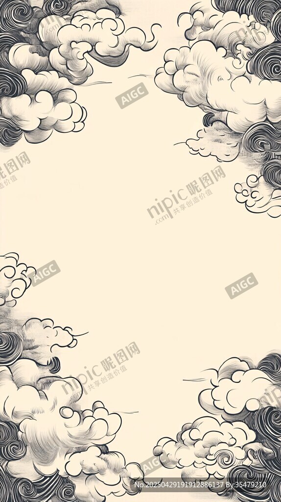 中式古典云纹边框图案
