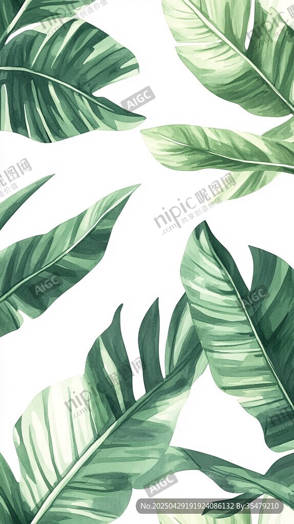 清新热带植物叶片图案