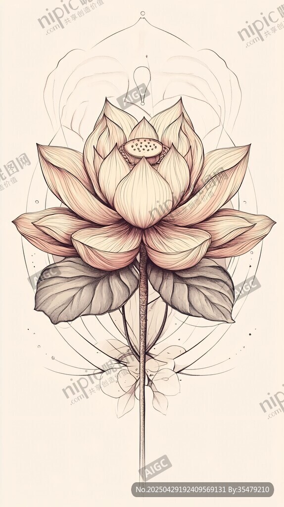 手绘唯美莲花图案设计