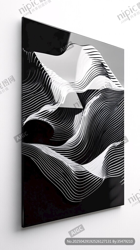 黑白线条抽象艺术挂画