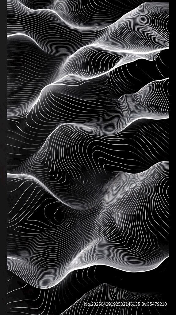 黑白线条动感波浪图案