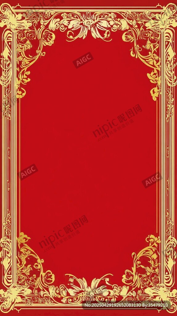 红色背景金色花纹装饰框