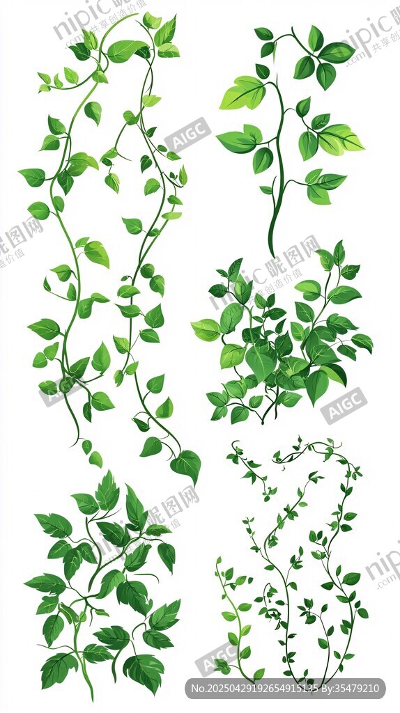 手绘清新藤蔓植物素材