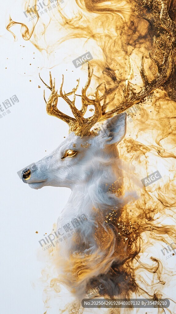 梦幻金雾中的灵鹿形象