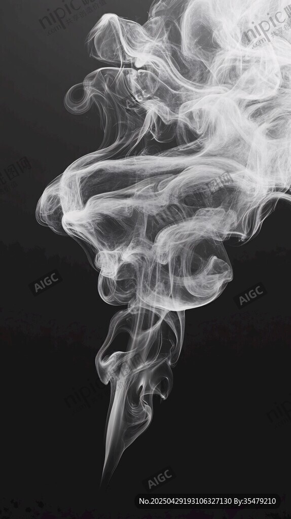 黑色背景下的曼妙白色烟雾