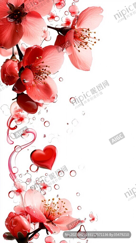 浪漫桃花爱心梦幻背景图