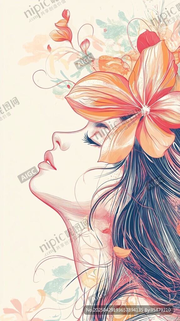 花饰少女的梦幻侧脸