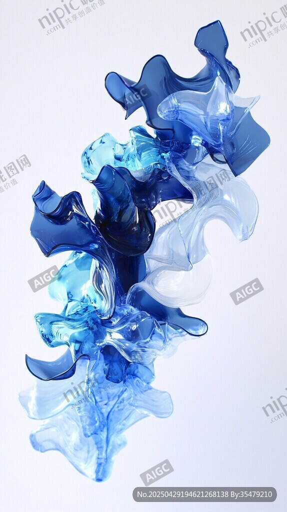 梦幻蓝色玻璃艺术摆件