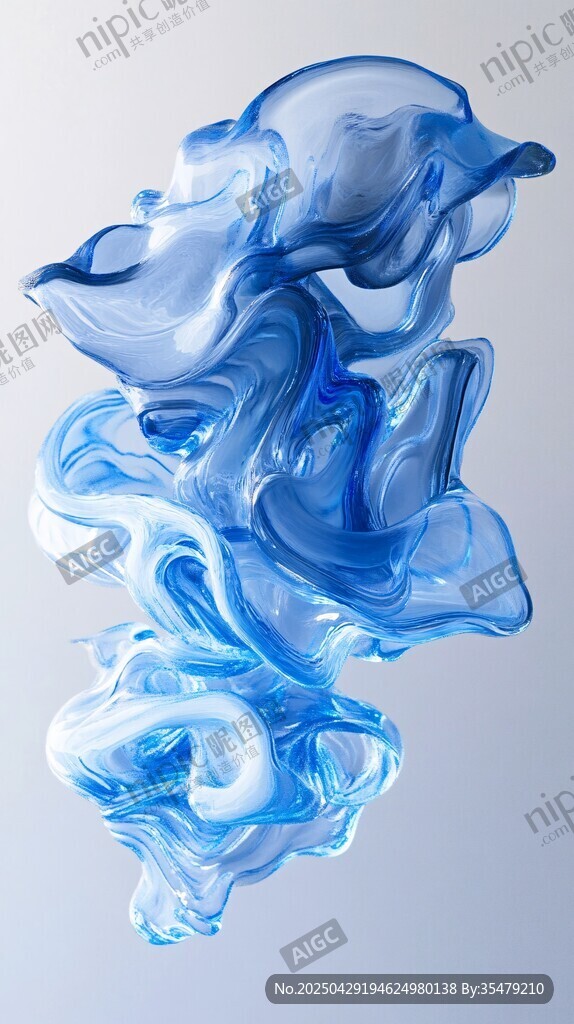 蓝色流体艺术形态展示