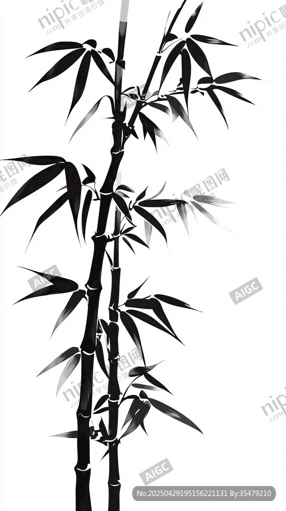 水墨风竹子插画