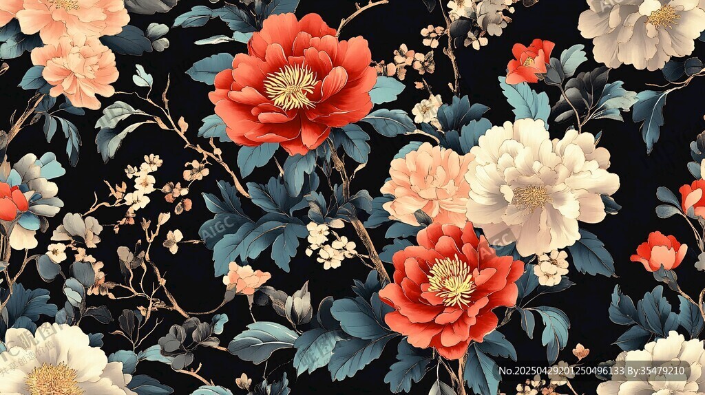 复古花卉图案背景纹理
