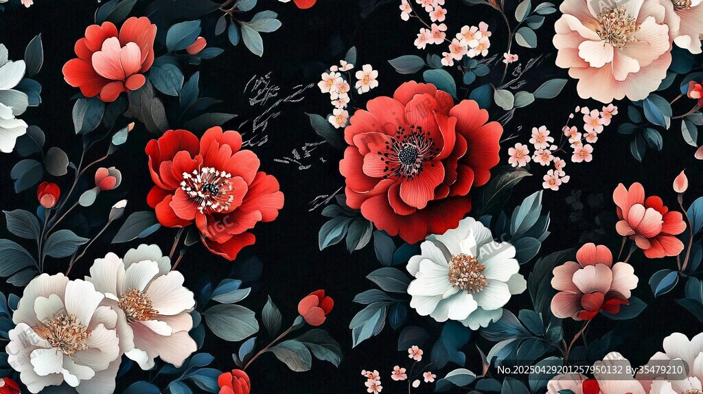 复古花卉图案 繁花似锦