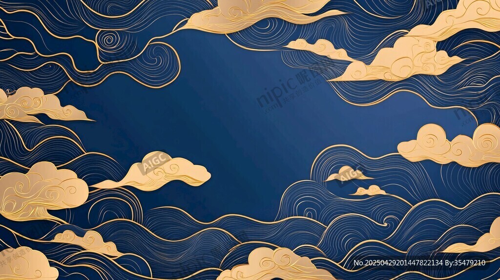 金云绕蓝空中式背景图
