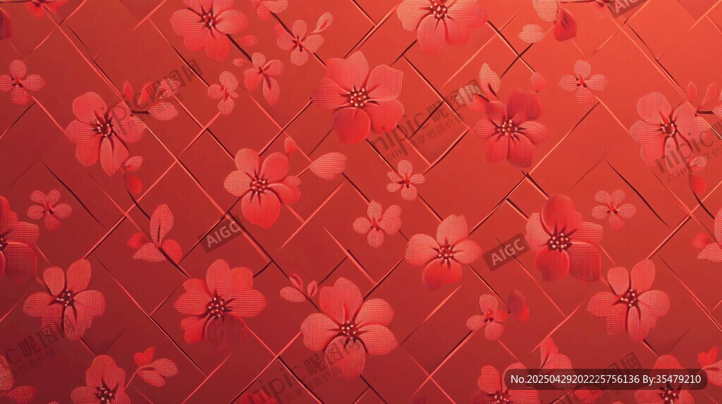 红色繁花背景纹理图案