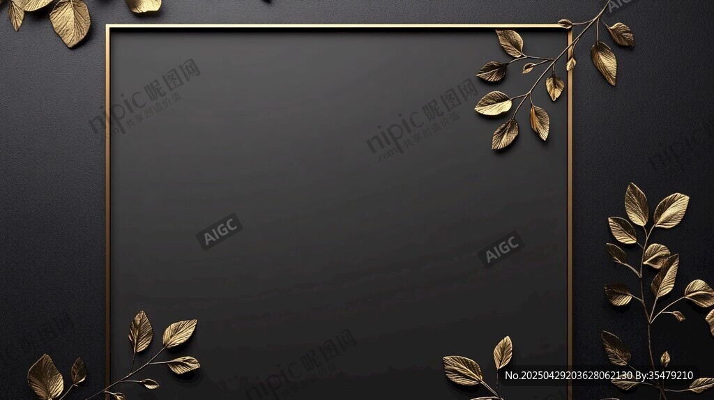 黑金框架配金属叶片背景