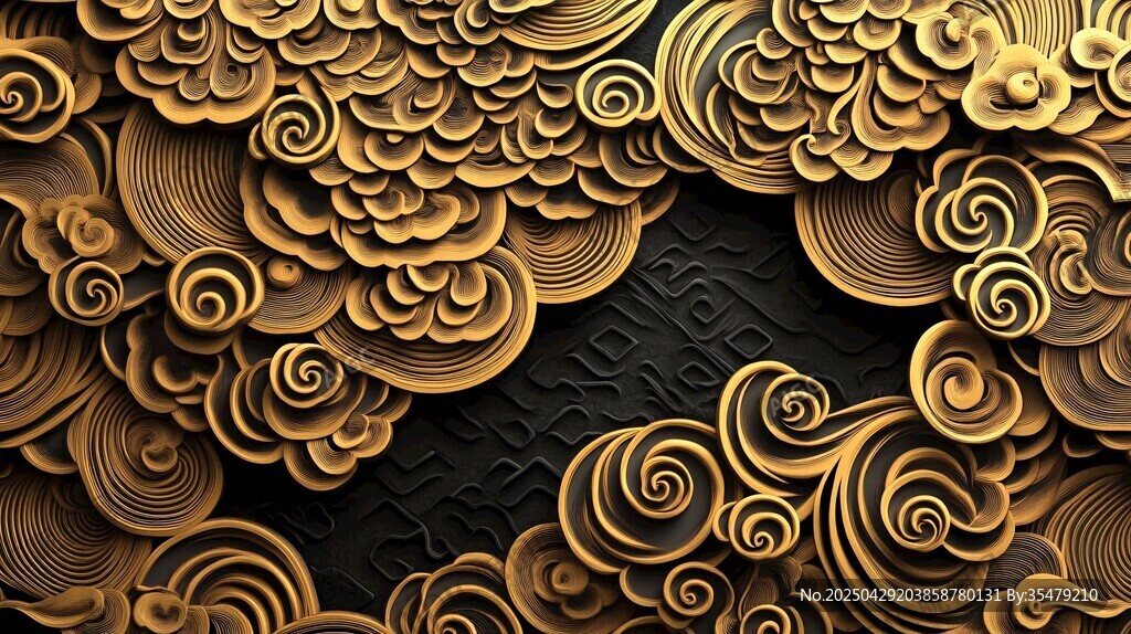 金色云纹浮雕图案背景