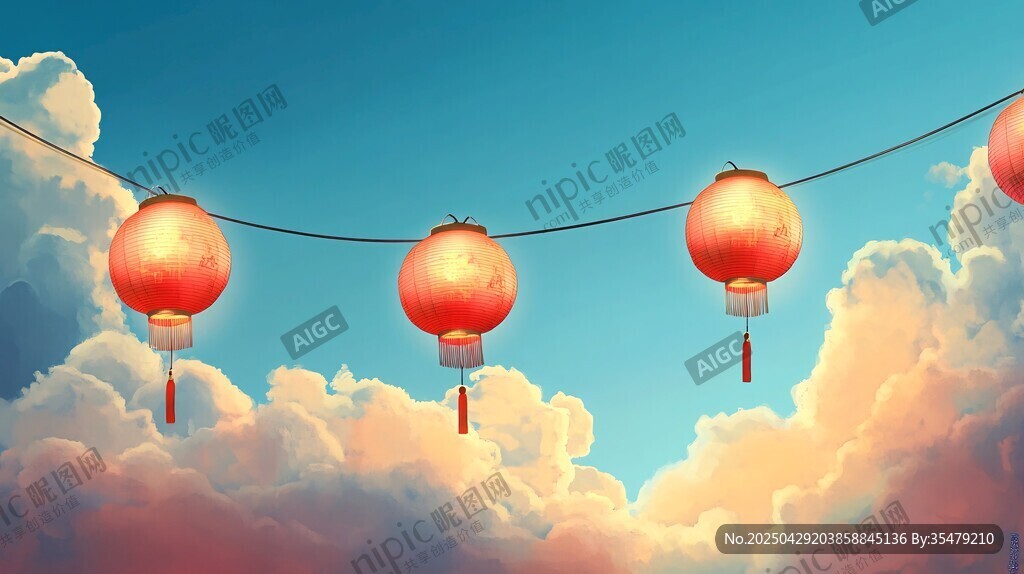 云端红灯笼 营造梦幻氛围