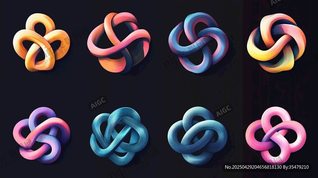 多彩立体结状图案设计