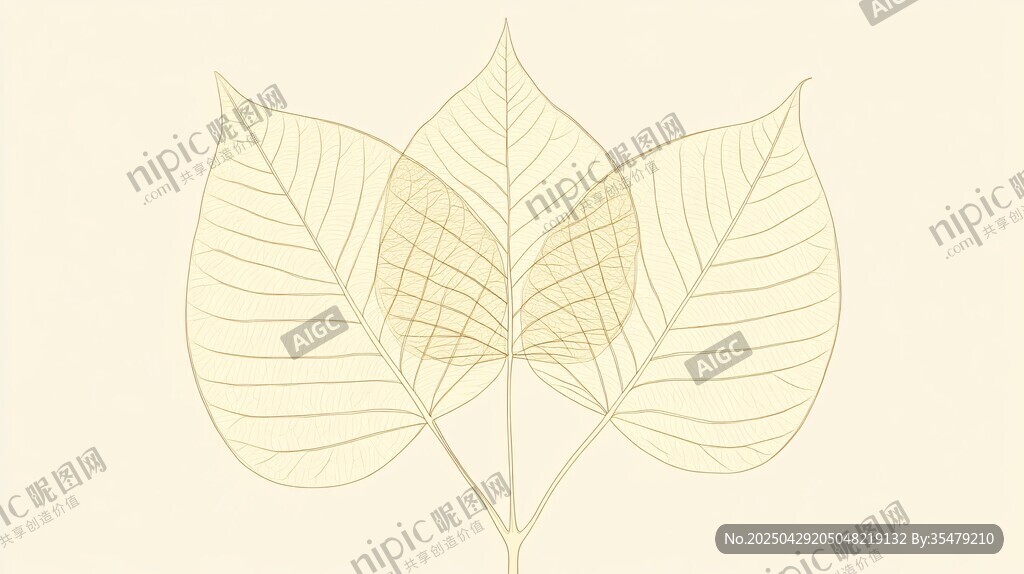 简约手绘三叶植物图案