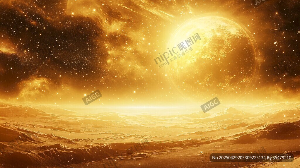 金色宇宙中的壮丽日出景观