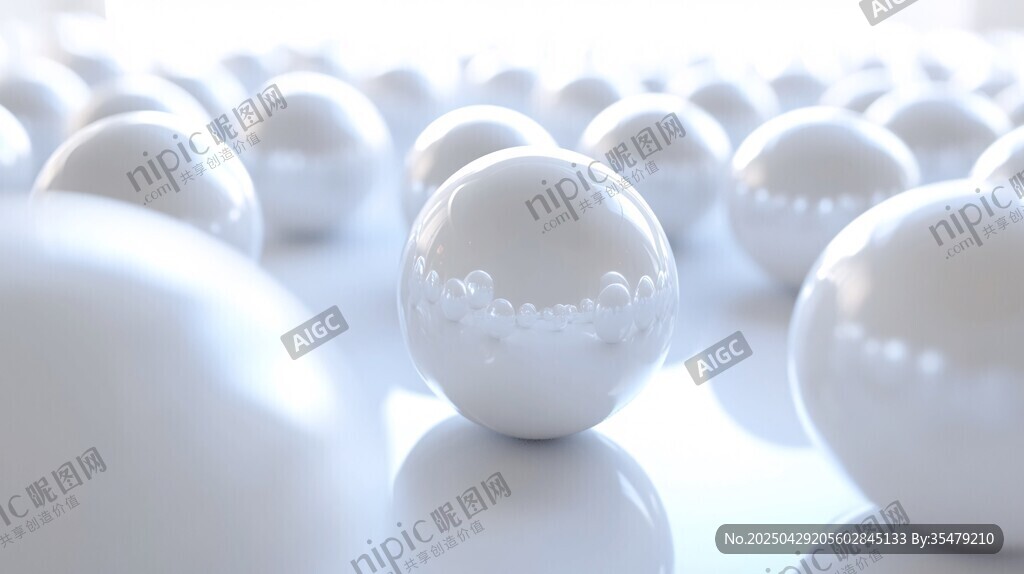 白色球体排列的梦幻场景