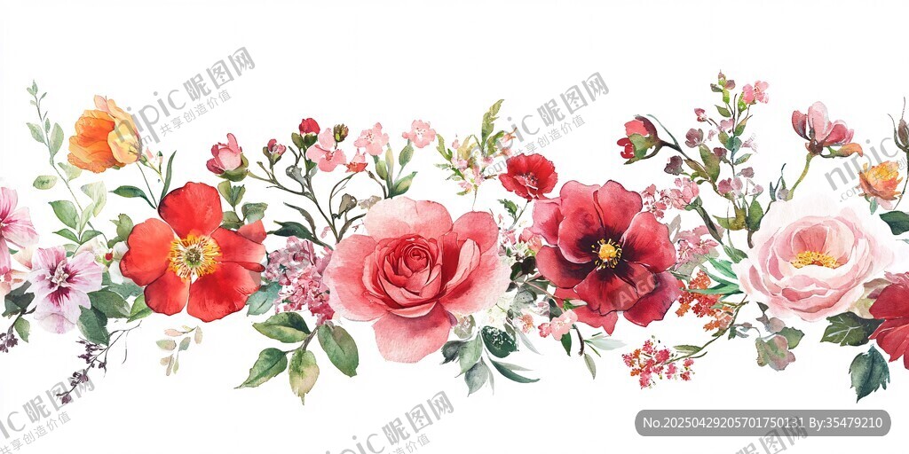 水彩花卉花边图案设计