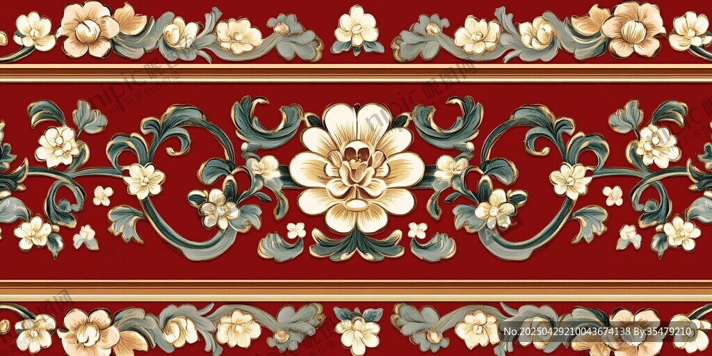 中式古典花卉纹装饰图案