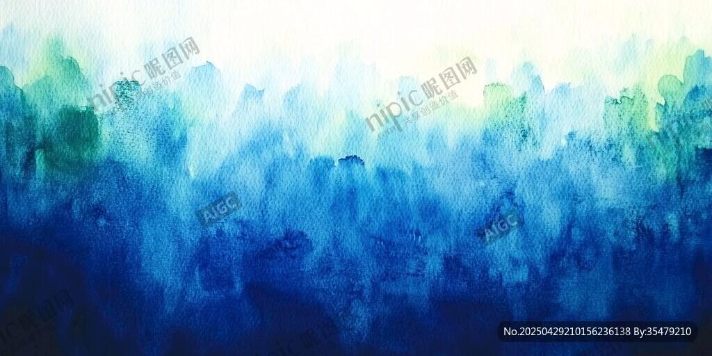 梦幻蓝绿渐变水彩背景