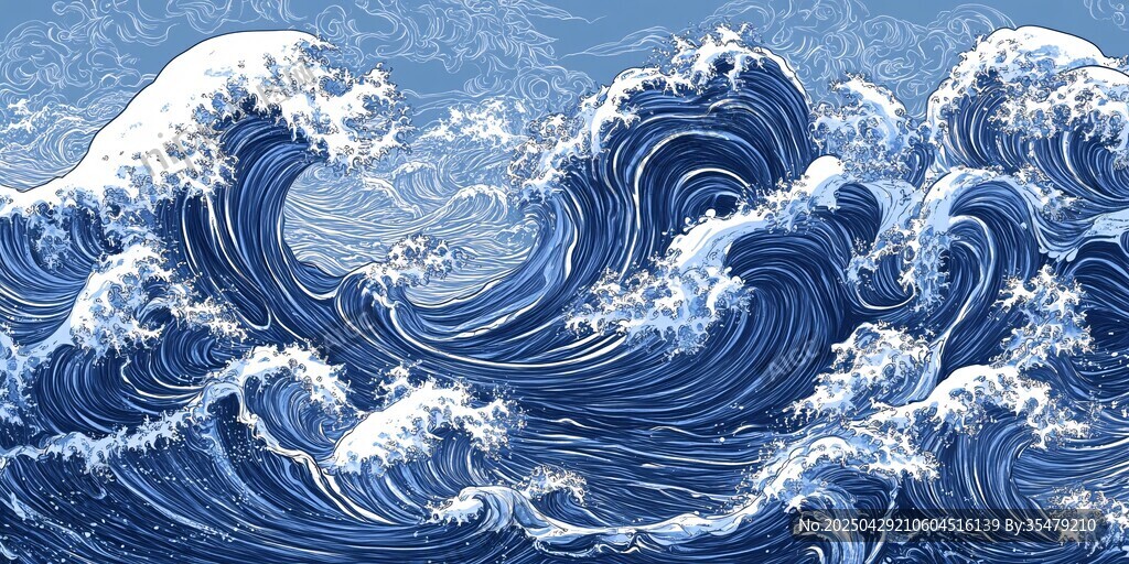 汹涌海浪图
