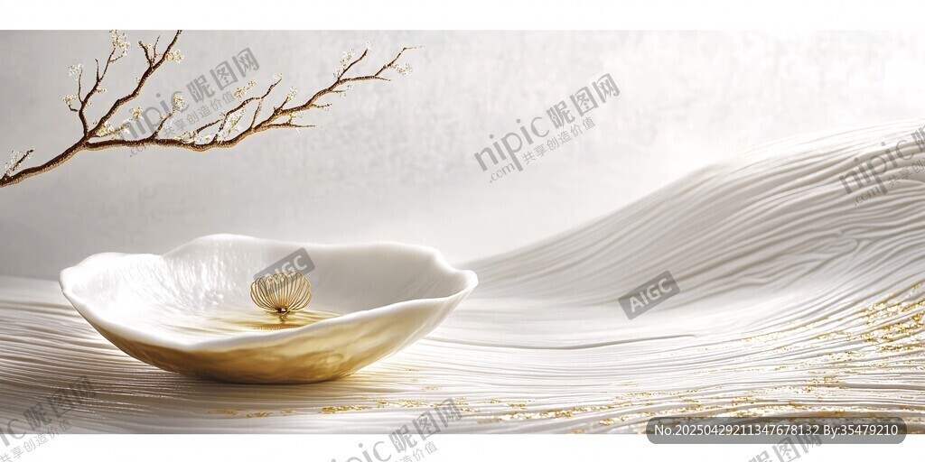 禅意陶瓷花形碗静谧之景