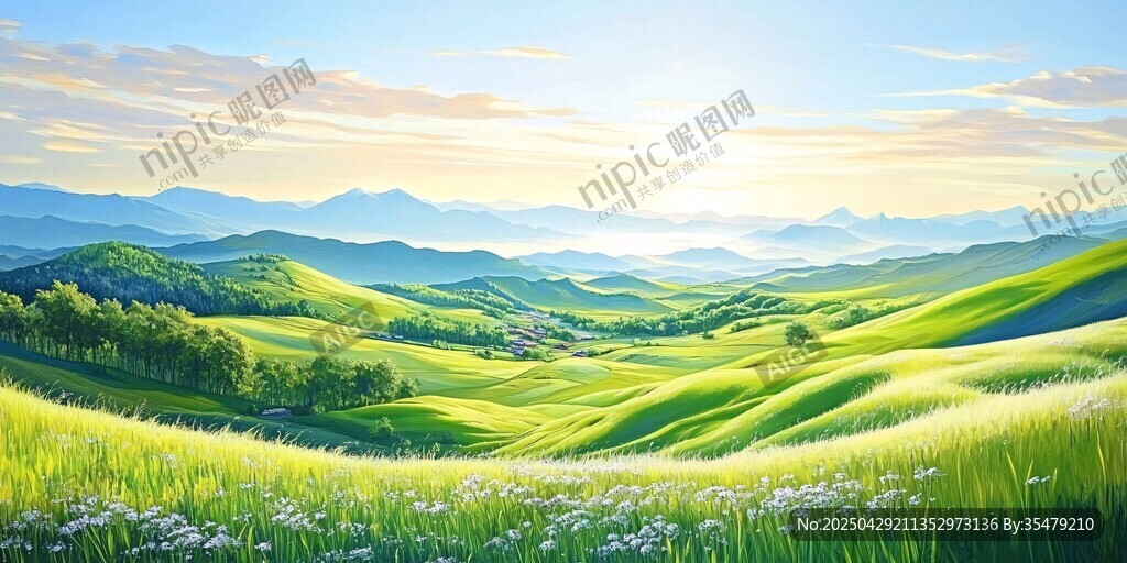 田园绿野间的梦幻自然风光