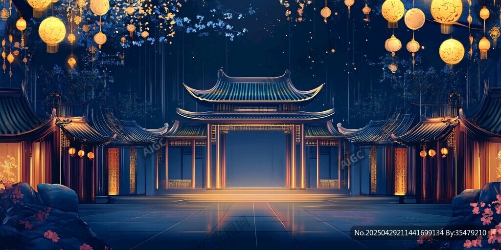 古建夜景 灯笼装点的中式美