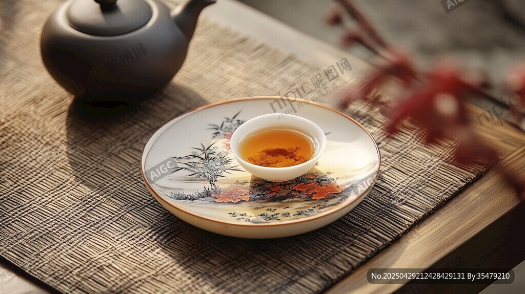 中式雅致茶具与香茗