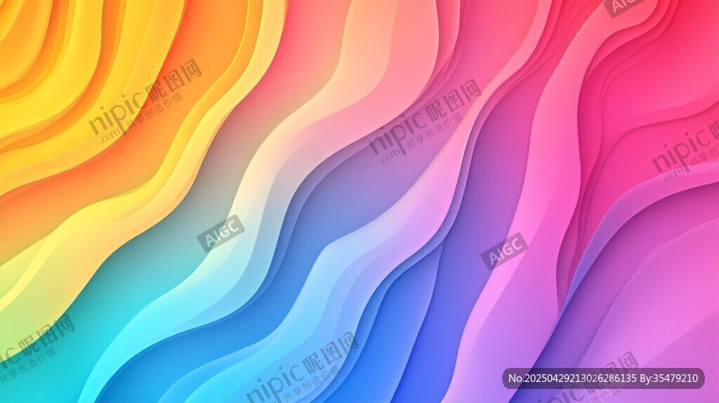 梦幻渐变波浪彩色背景图