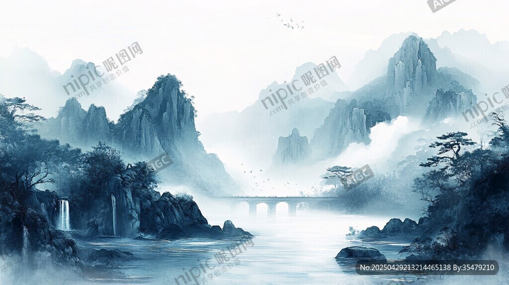 水墨山水间的静谧景致