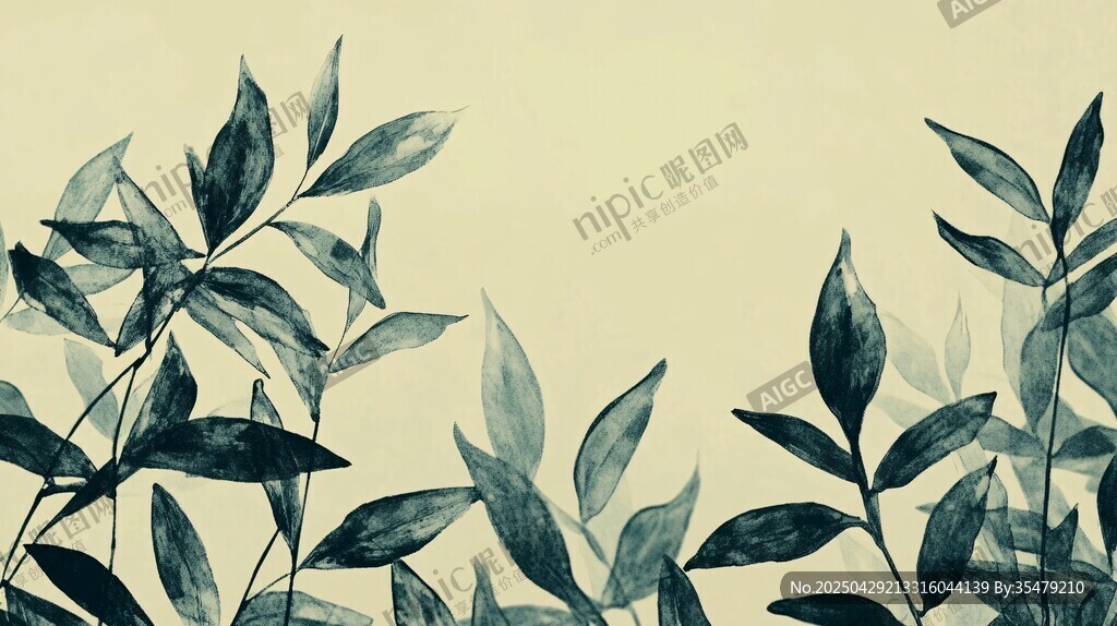 水墨风枝叶背景图