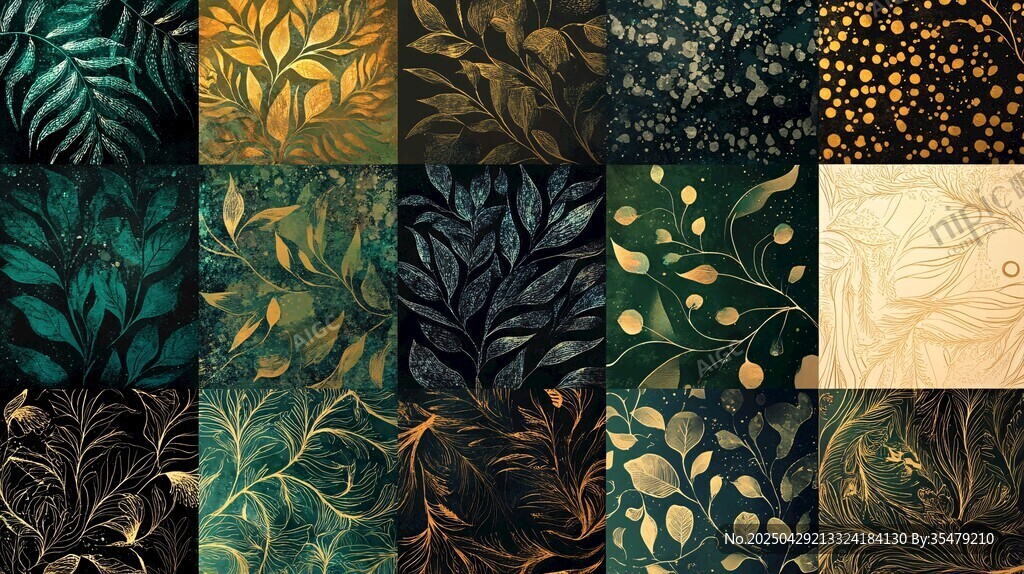 自然风植物纹理图案集合