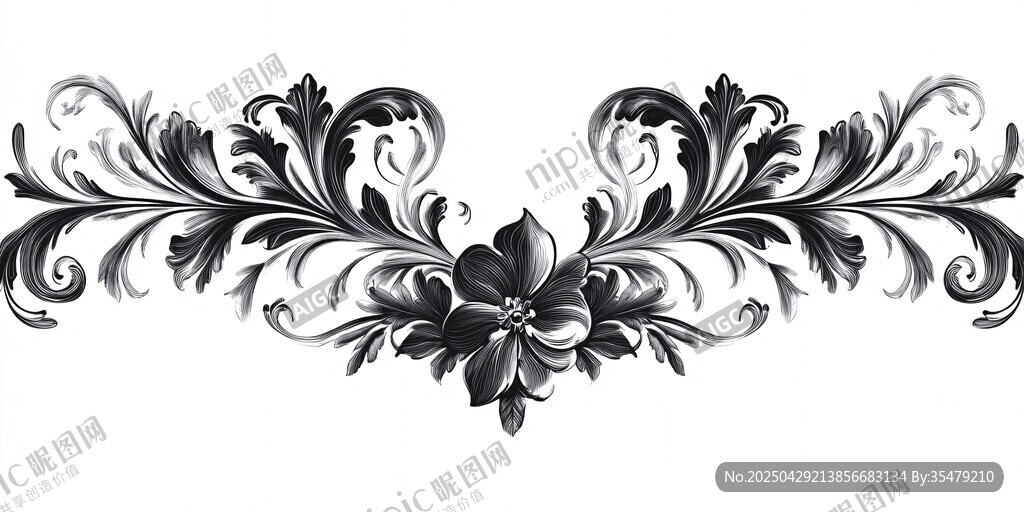 复古花卉巴洛克风格装饰纹