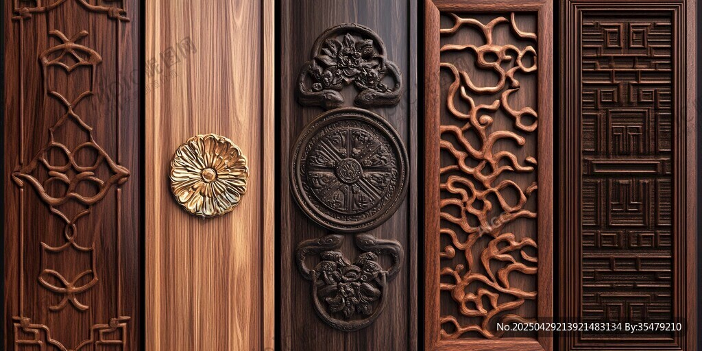 中式木雕门板精美图案展示