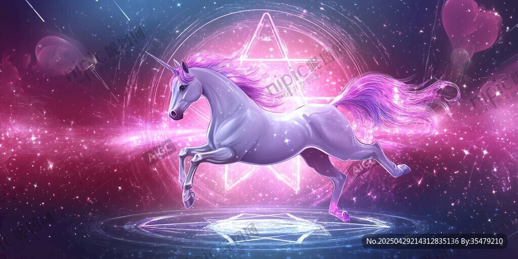 梦幻独角兽于星空魔法中