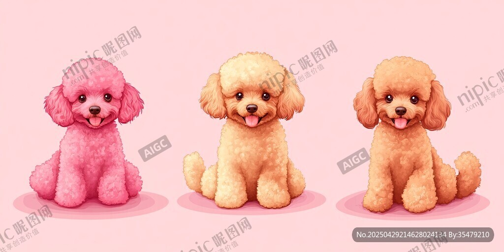 三只可爱贵宾犬萌趣图