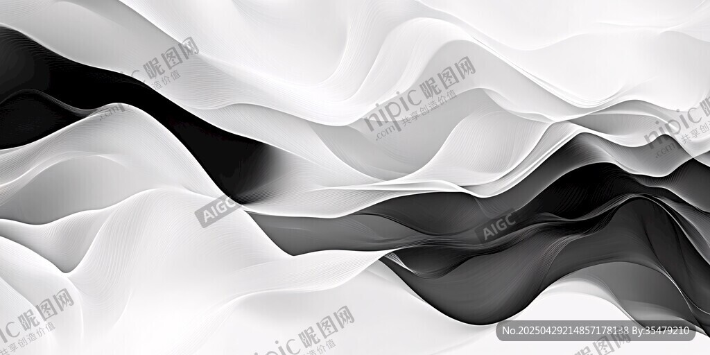 黑白流体抽象艺术纹理