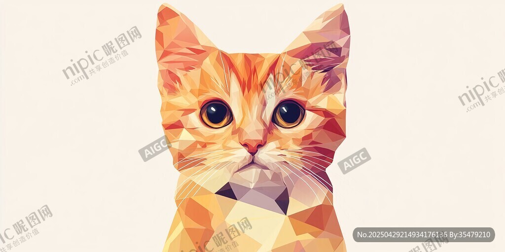 几何风格橘猫可爱头像